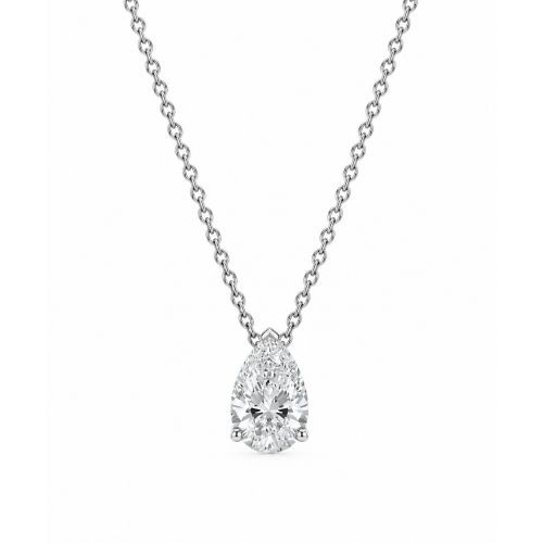 Solitaire poire collier diamants