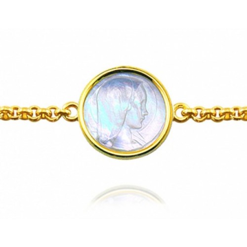 Bracelet Naissance Vierge Jeune Nacre Chaine Jaseron Or Jaune Arthus Bertrand Pimento