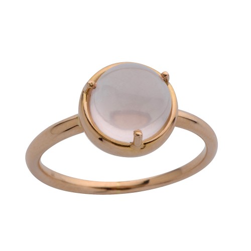 Lune bague or 18 carats et pierre fine cabochon Pimento