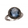 GRETA BAGUE OR BLANC TOPAZE BLUE LONDON ET DIAMANTS NOIRS