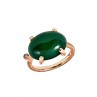 INDIAN SONG BAGUE OR ROSE AGATE VERTE ET DIAMANT