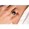 LISETTE BAGUE OR ROSE ET ONYX ROND 14MM