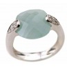 LISA BAGUE OR BLANC AGATE VERT D'EAU ET DIAMANTS