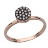 PAILLETTES BAGUE OR ROSE DIAMANTS BRUNS 7MM