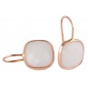 LISETTE OUVERTES 9mm OR ROSE ET AGATES BLANCHES