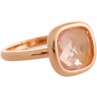 LISETTE BAGUE OR ROSE ET QUARTZ ROSE CARRÉ 10MM