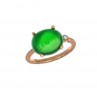 INDIAN SONG BAGUE OR ROSE AGATE VERTE ET DIAMANT