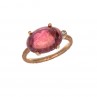 INDIAN SONG BAGUE OR ROSE TOURMALINE ROSE ET DIAMANT